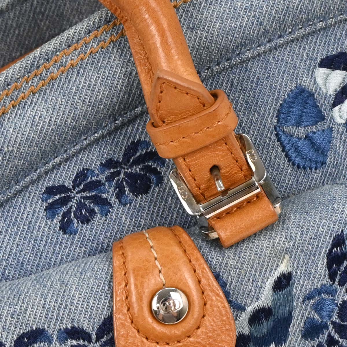 Christian Dior Blue Embroidery Detective Handbag - Image 3