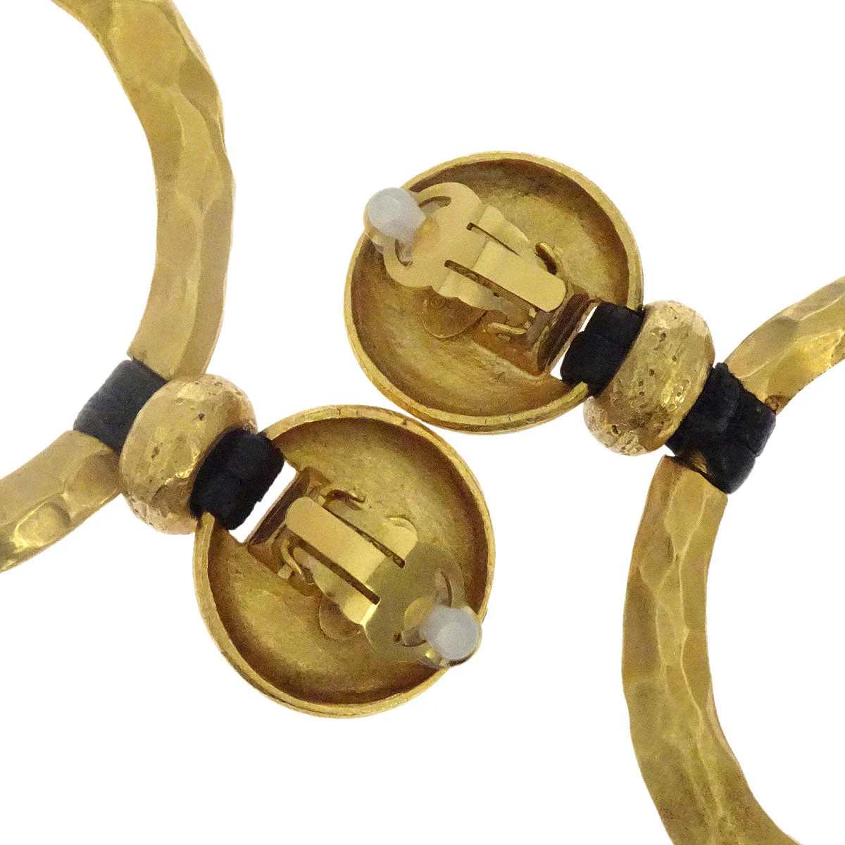 Chanel Dangle Hoop Earrings Clip-On Gold 93P - Image 3