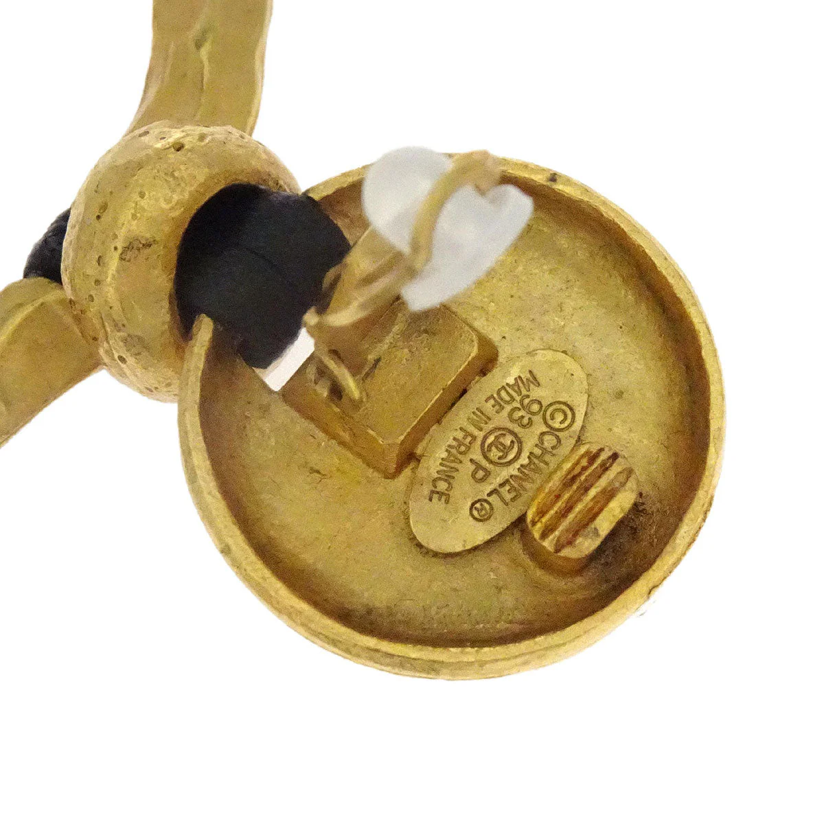 Chanel Dangle Hoop Earrings Clip-On Gold 93P - Image 4