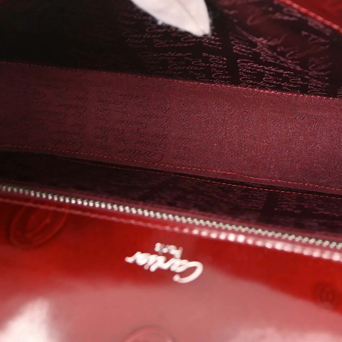 Cartier Bordeaux Patent Leather Happy Birthday Handbag - Image 8