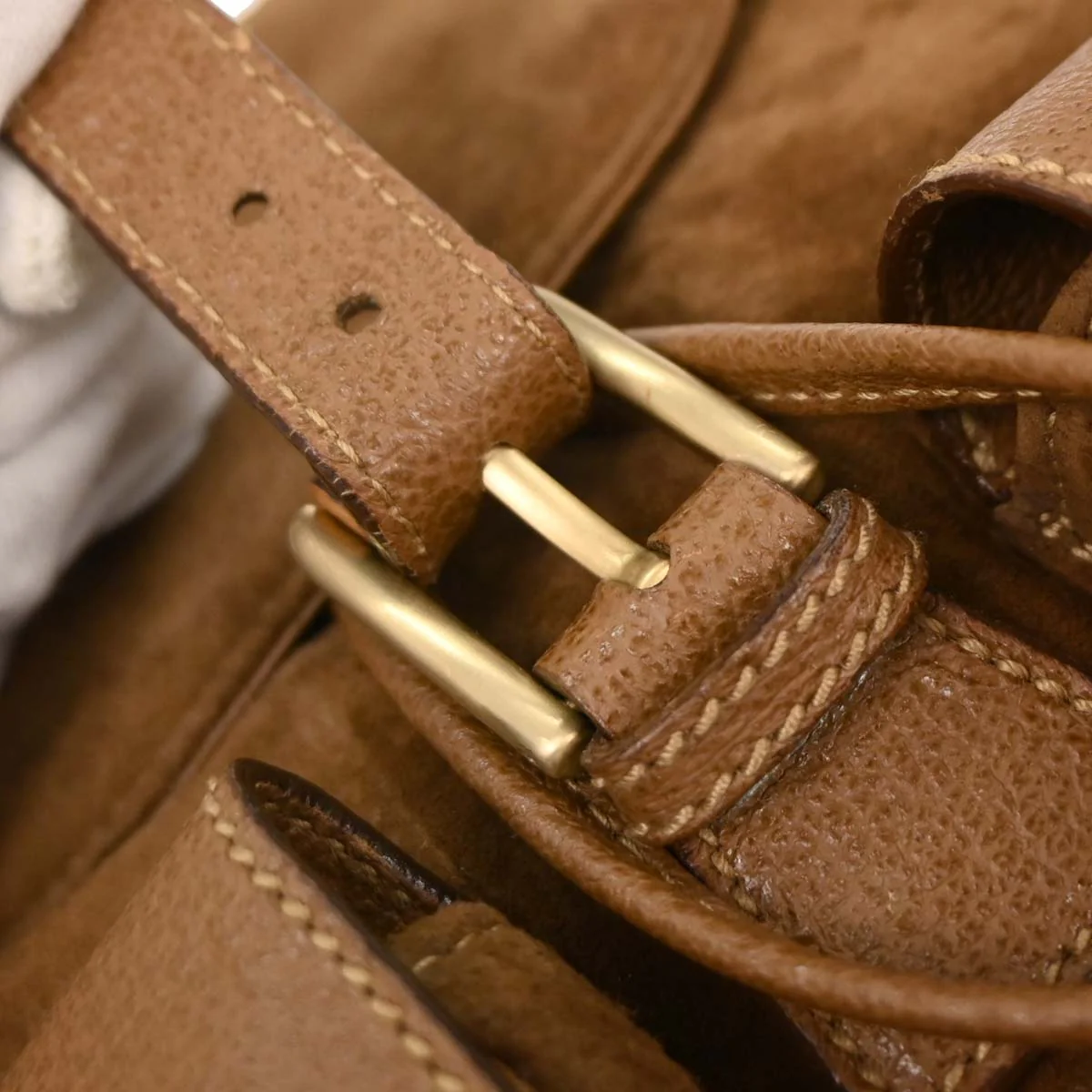 Gucci Brown Suede Bamboo Backpack - Image 6