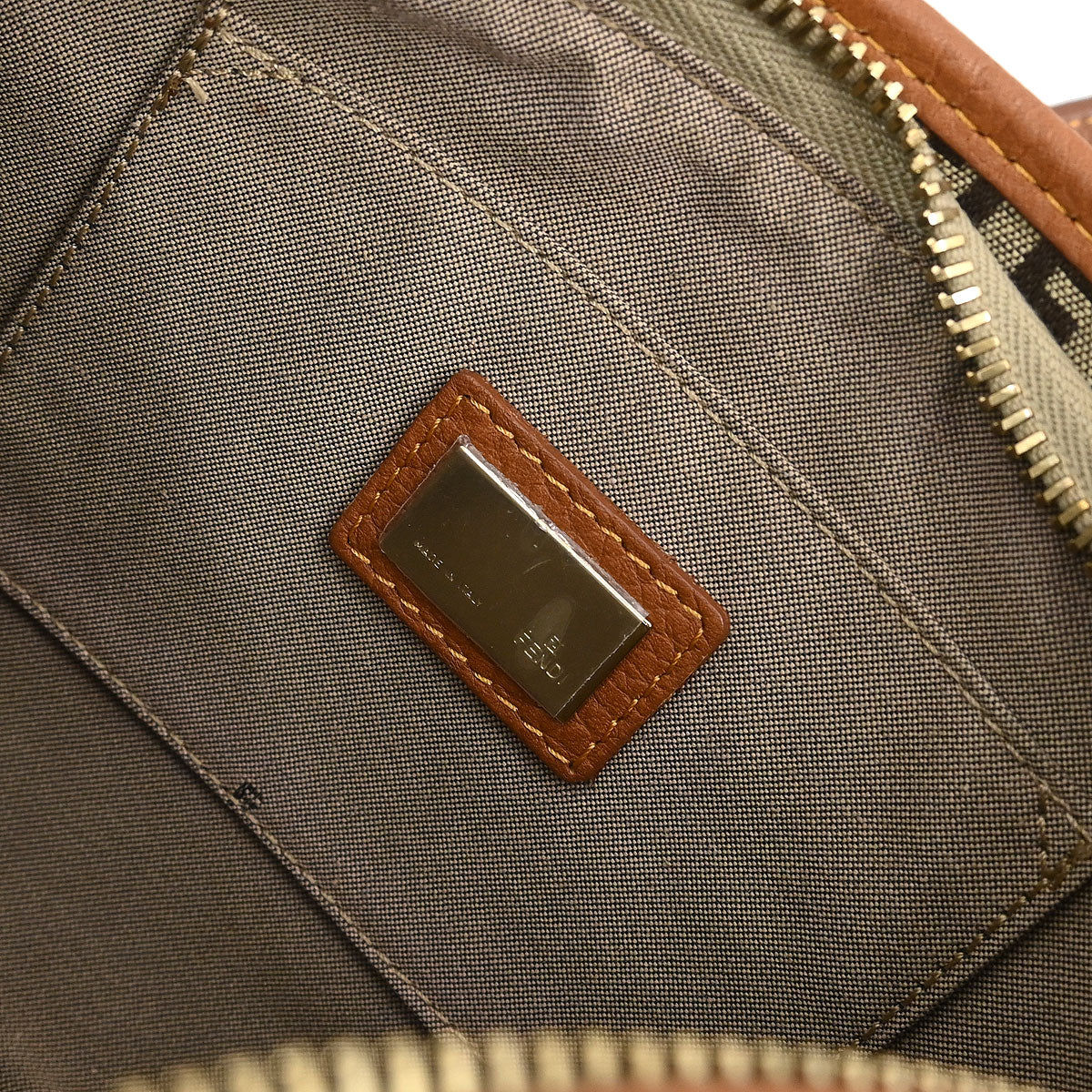 Fendi Brown Zucchino Shoulder Bag - Image 8