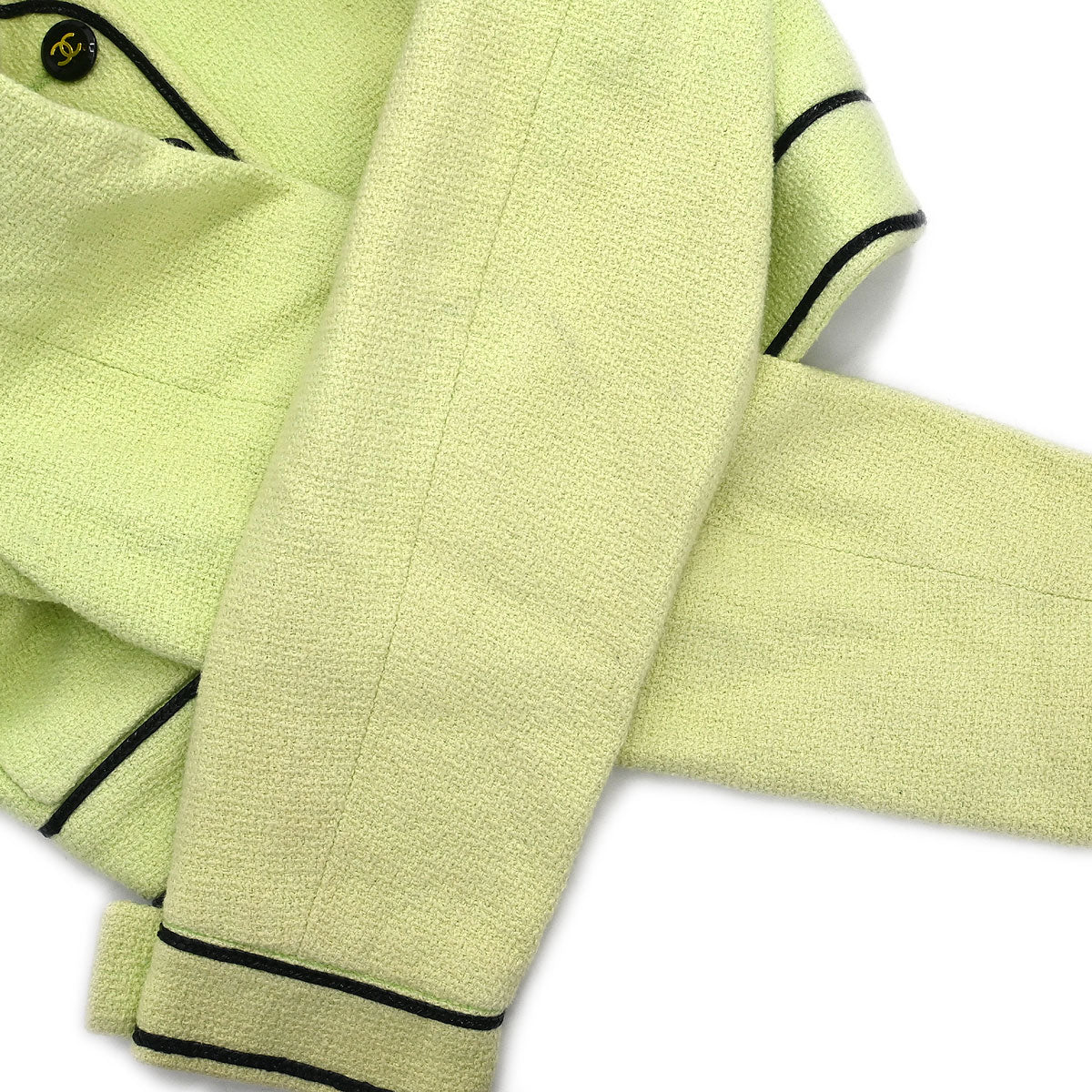 Chanel Single Breasted Collarless Jacket Light Green #36 - Image 7