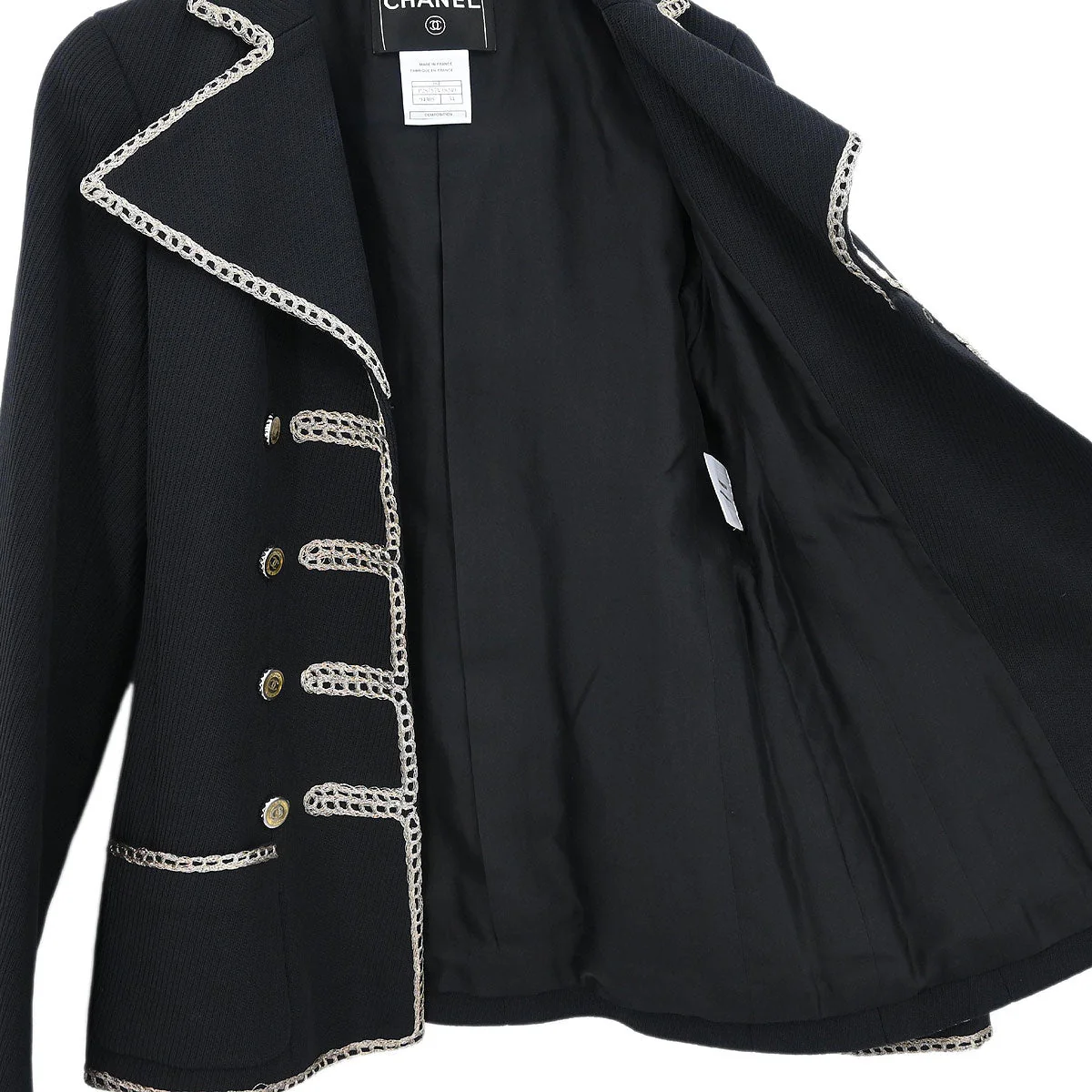 Chanel Napoleon Single Breasted Jacket Black #34 - Image 5
