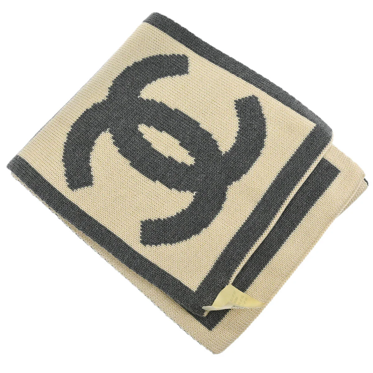 Chanel Sport Line Scarf Shawl Muffler White Gray Small Good - Image 2