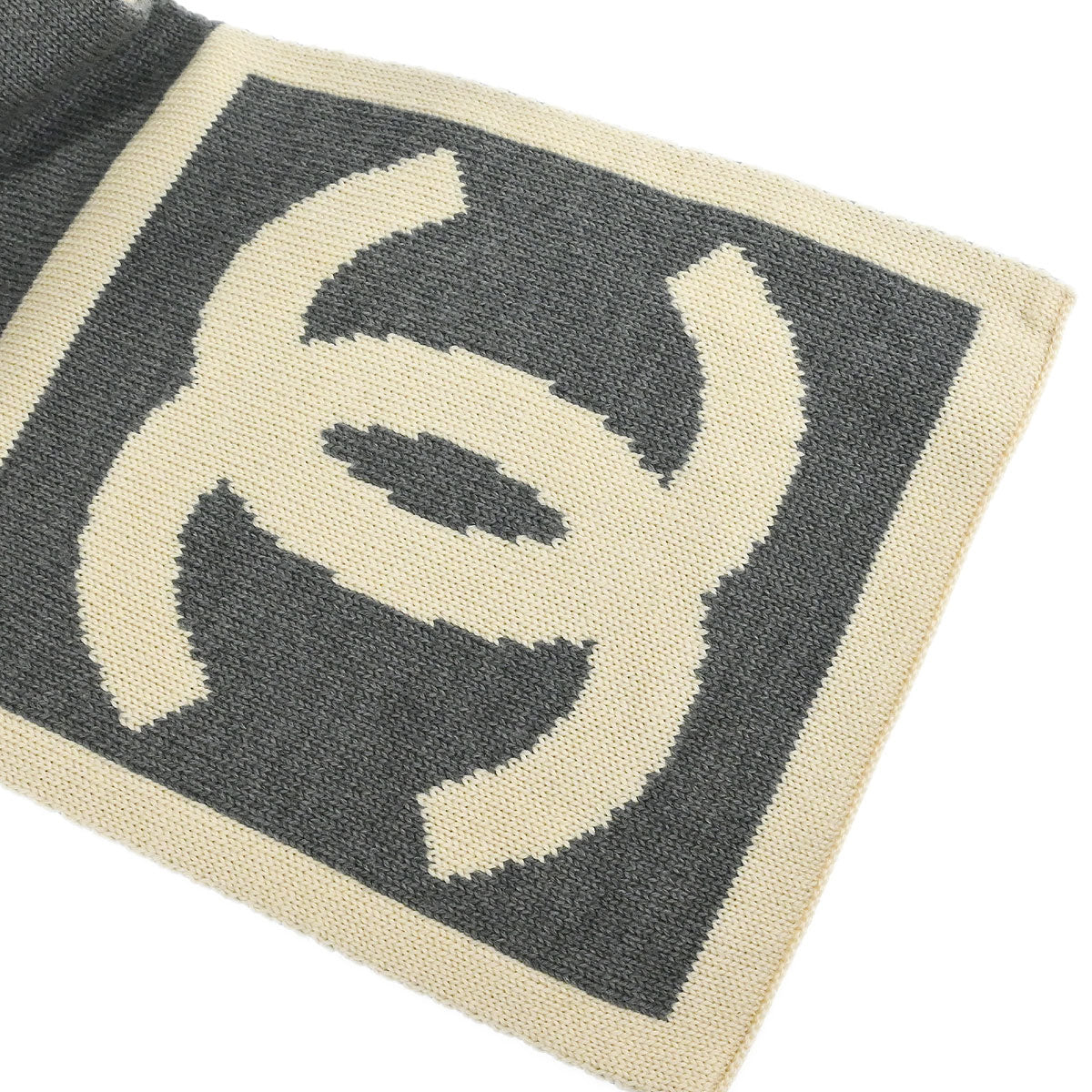 Chanel Sport Line Scarf Shawl Muffler White Gray Small Good - Image 3