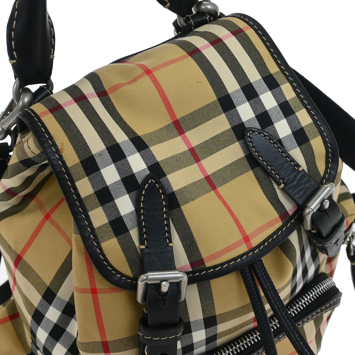 Burberry Beige Black Burberry Check Backpack - Image 5