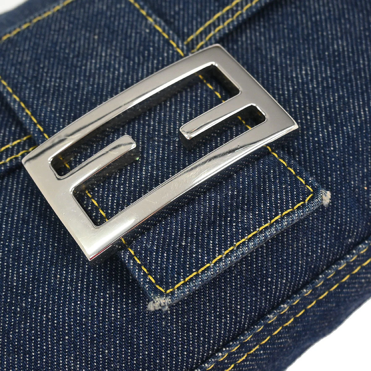 Fendi Navy Denim Baguette Handbag - Image 3