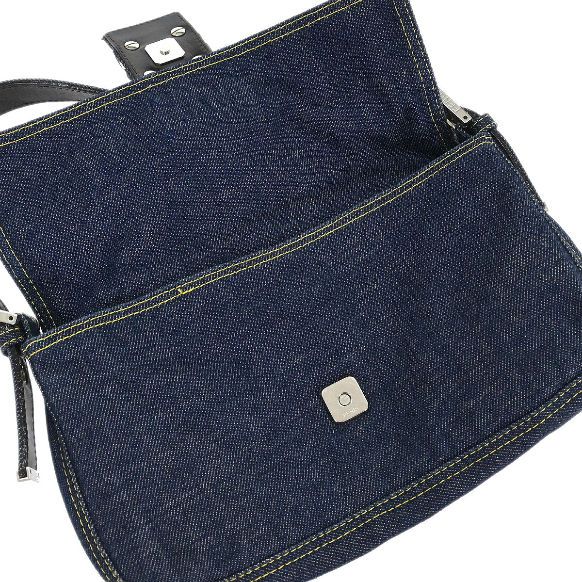 Fendi Navy Denim Baguette Handbag - Image 7