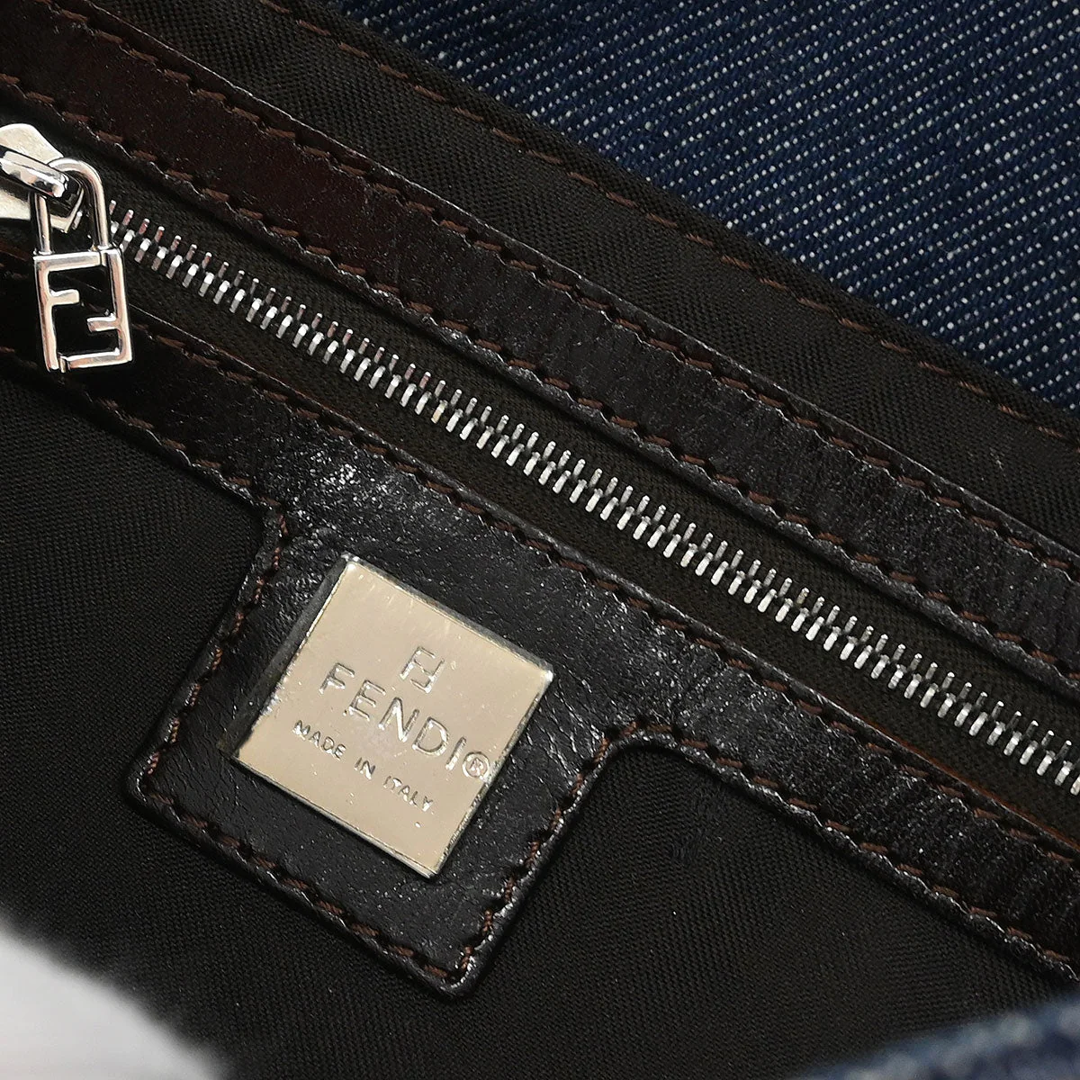 Fendi Navy Denim Baguette Handbag - Image 9