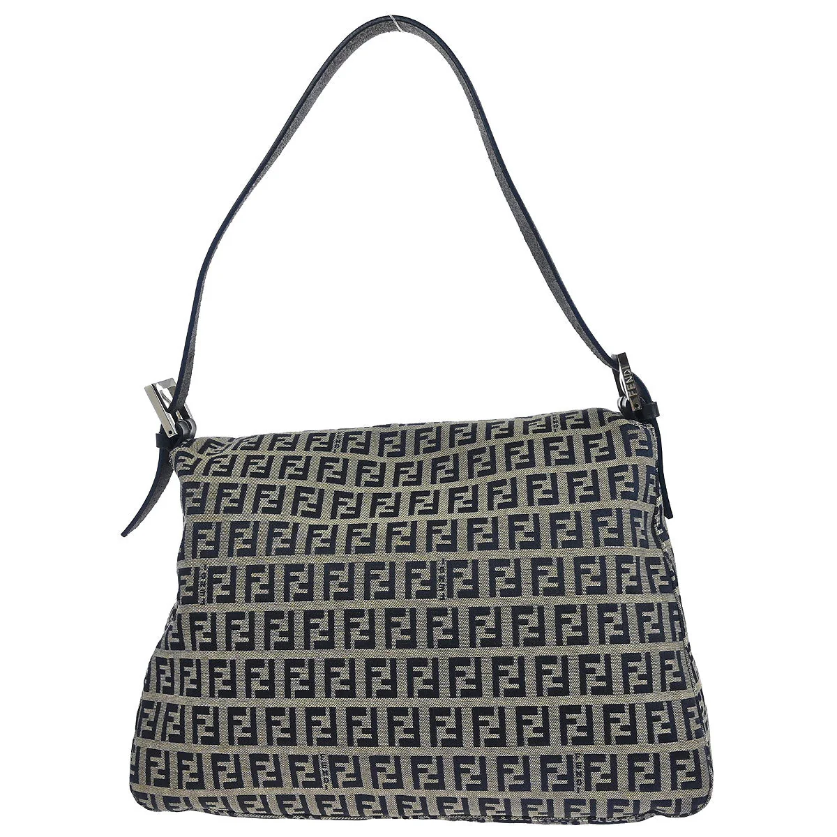 Fendi Navy Gray Canvas Zucchino Mamma Baguette Handbag - Image 2