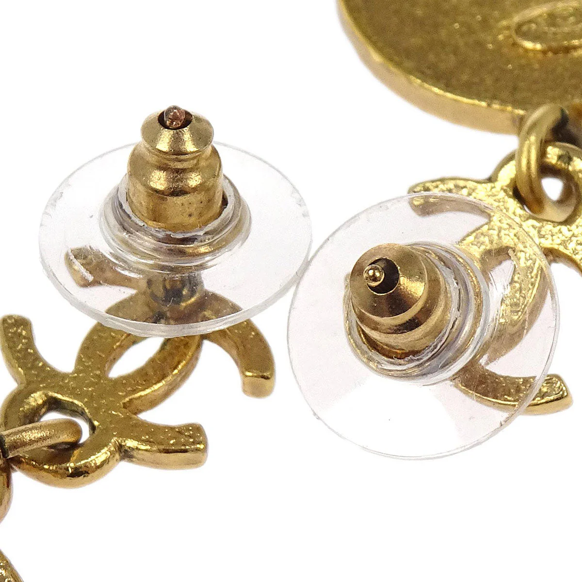 Chanel Dangle CC Button Pierced Earrings Gold 01P - Image 3