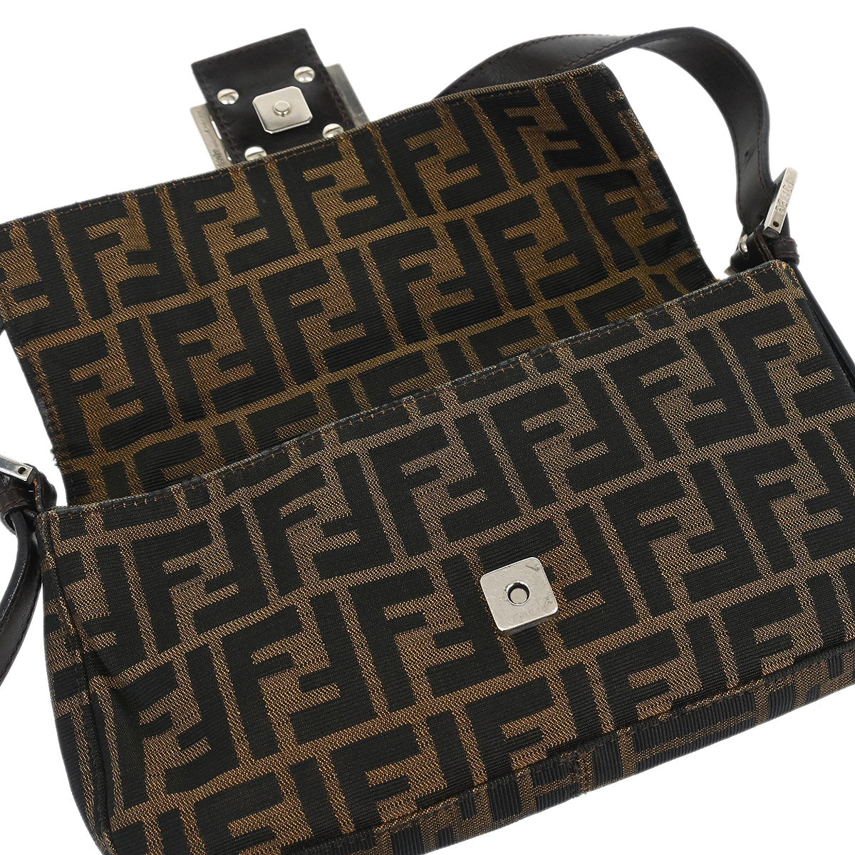 Fendi Brown Canvas Zucca Baguette Handbag - Image 7