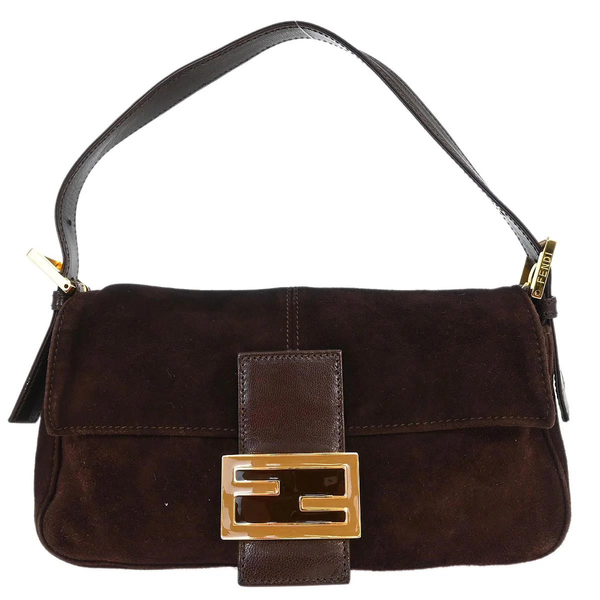 Fendi Brown Suede Baguette Handbag