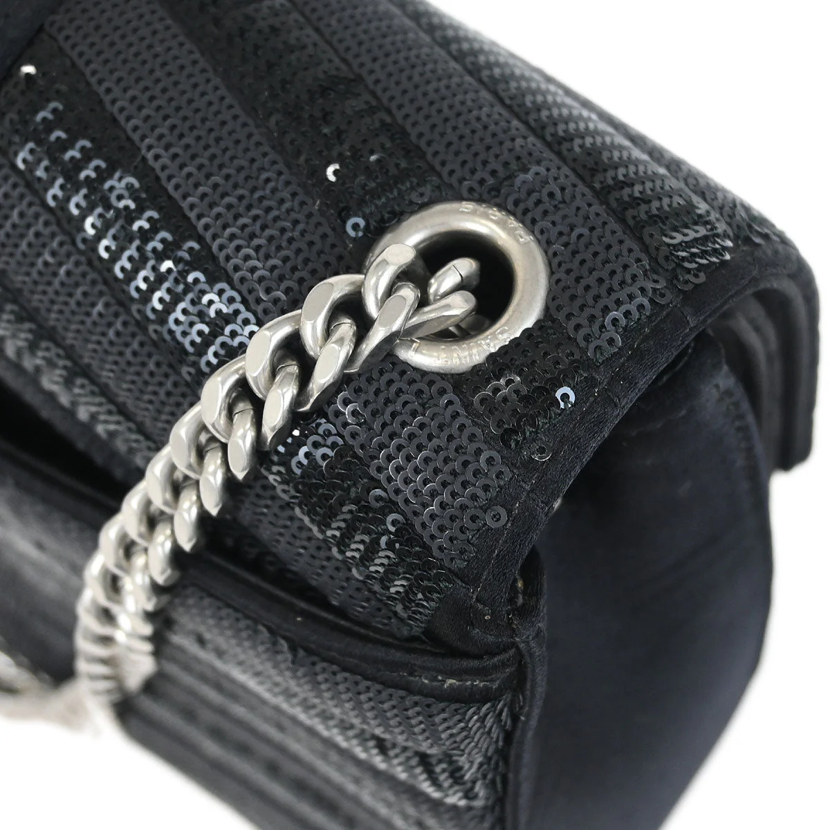 Saint Laurent Black Sequins Sulpice Shoulder Bag - Image 5