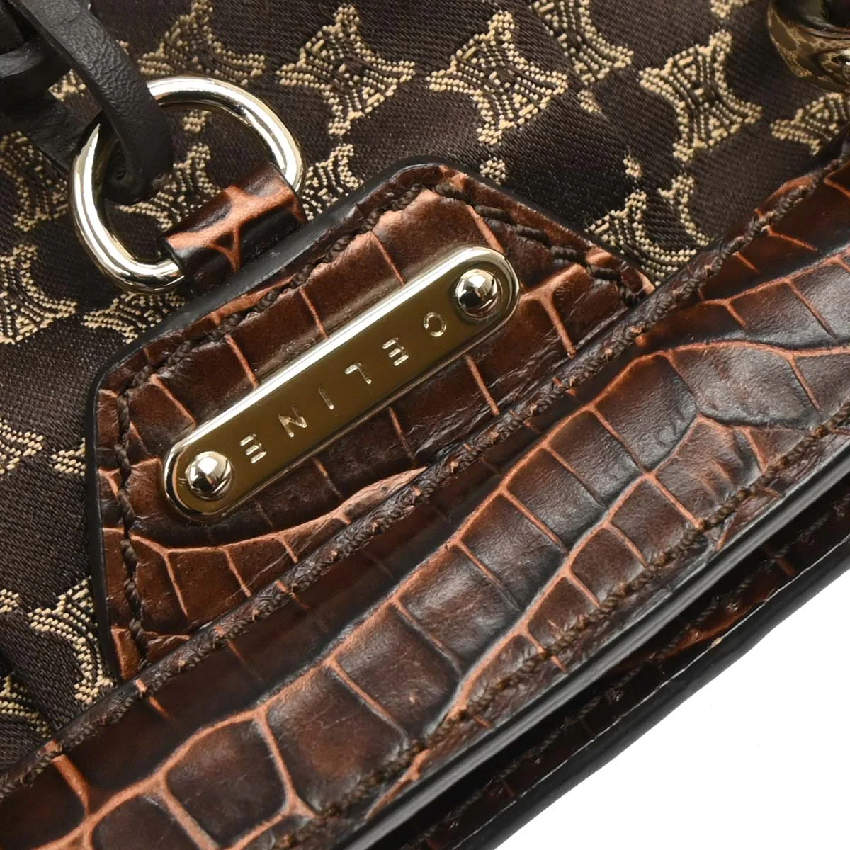 Celine * Brown Canvas Macadam Handbag - Image 4