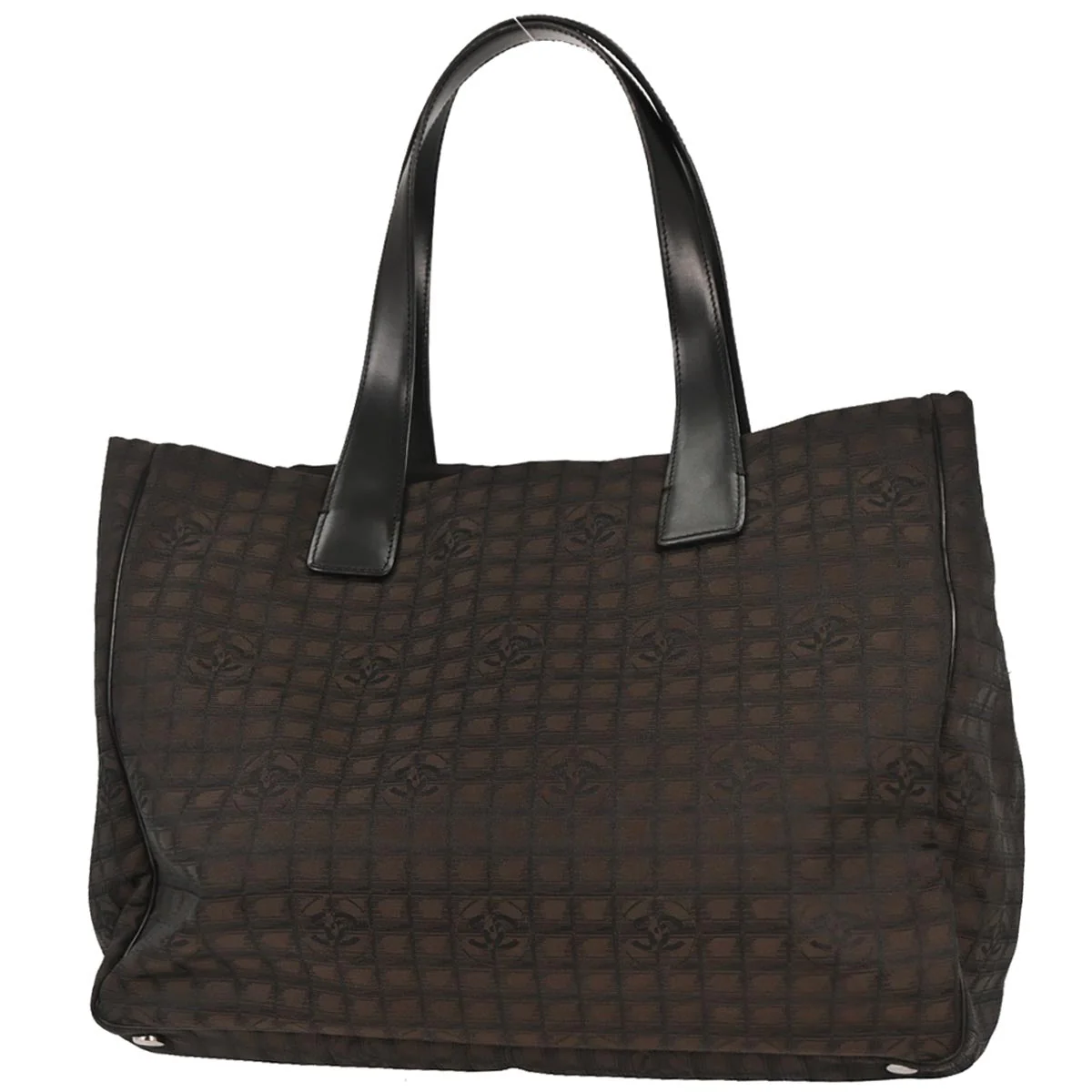 Chanel Brown Jacquard Nylon Travel Line Tote Handbag - Image 2