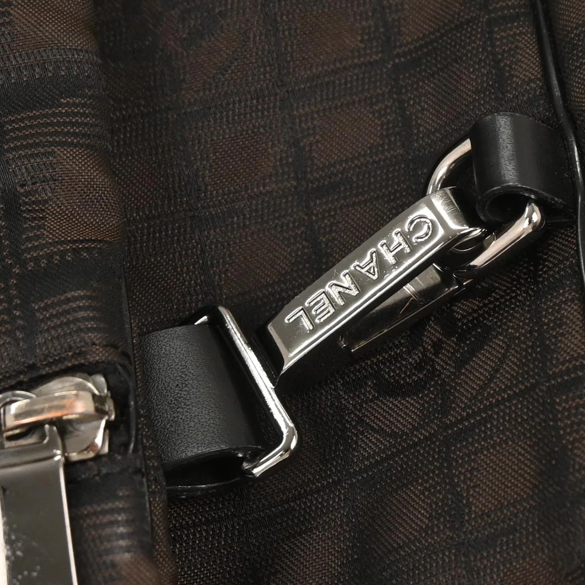 Chanel Brown Jacquard Nylon Travel Line Tote Handbag - Image 3
