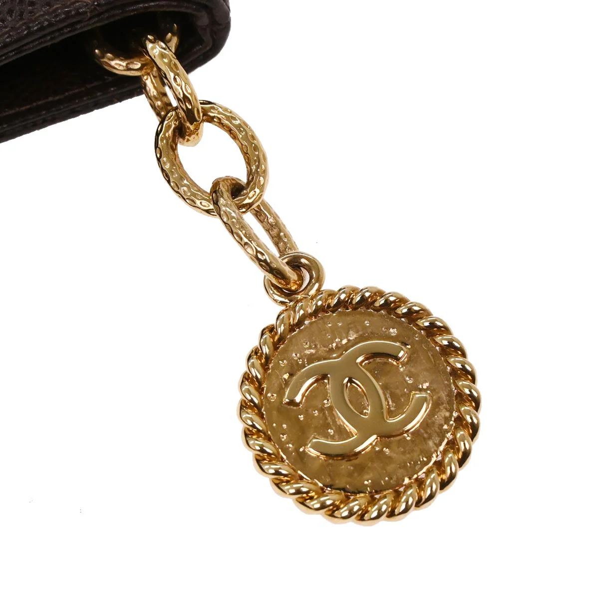 Chanel 2002-2003 Brown Caviar Medallion Tote Handbag - Image 3