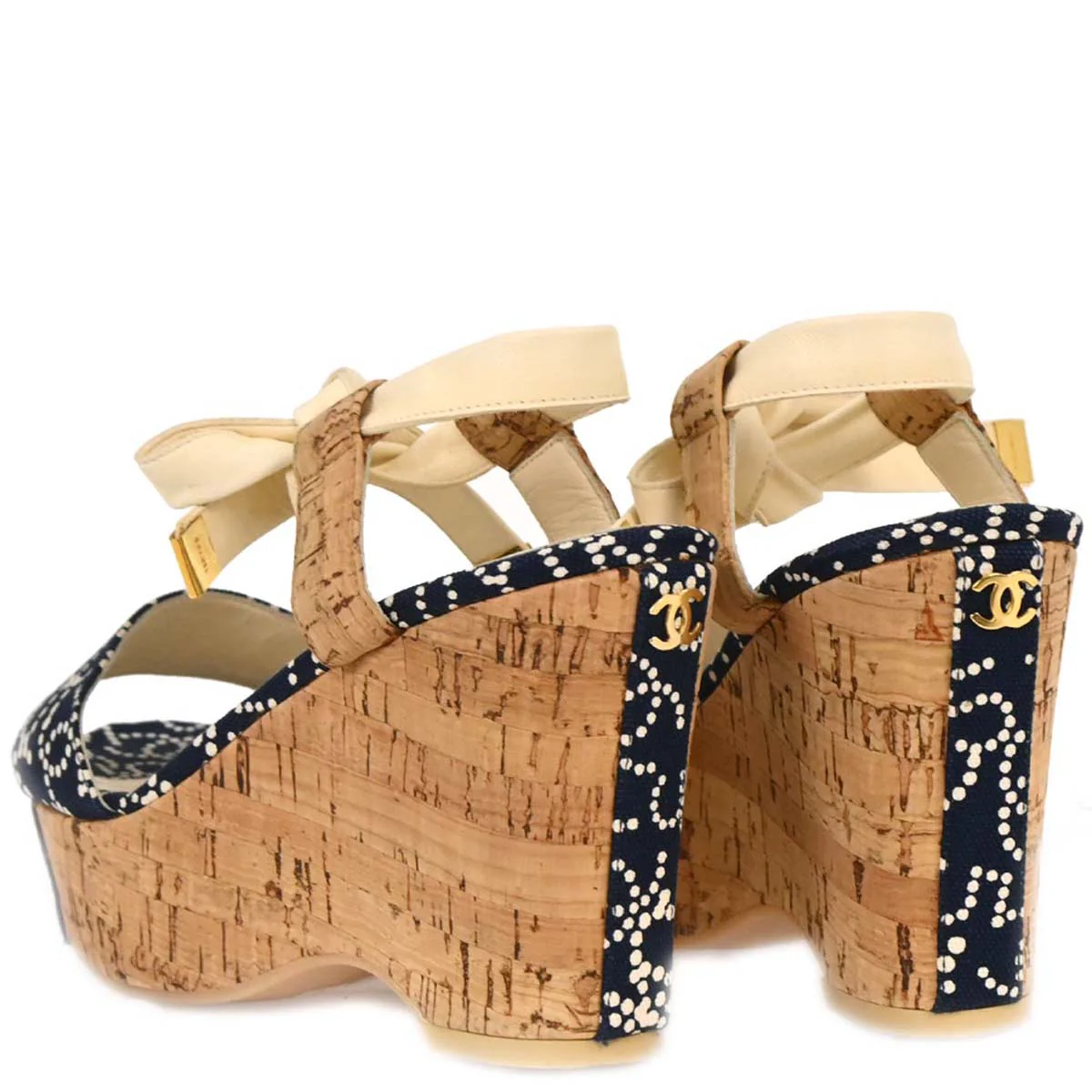 Chanel * Navy Sandals Shoes #38 - Image 3