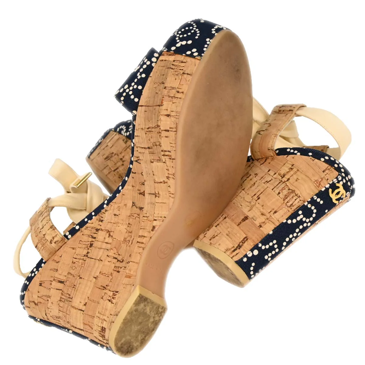 Chanel * Navy Sandals Shoes #38 - Image 4