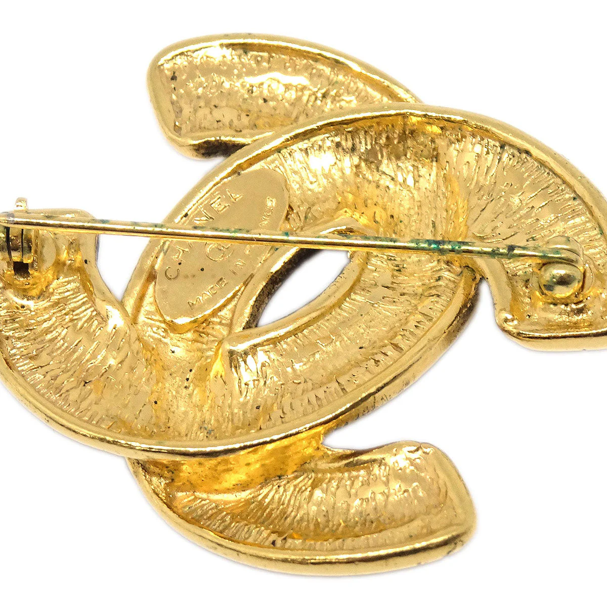 Chanel Quilted CC Brooch Pin Small Gold 1153 - Image 3