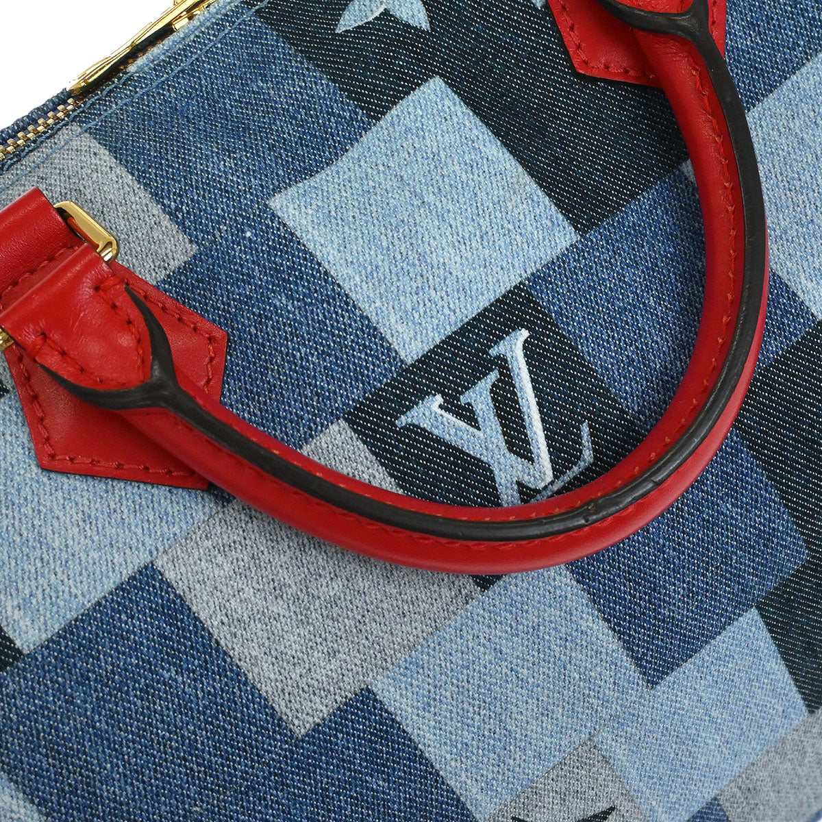 Louis Vuitton 2019 Denim Square Patchwork Speedy Bandouliere 30 2way Shoulder Handbag M45041 - Image 7