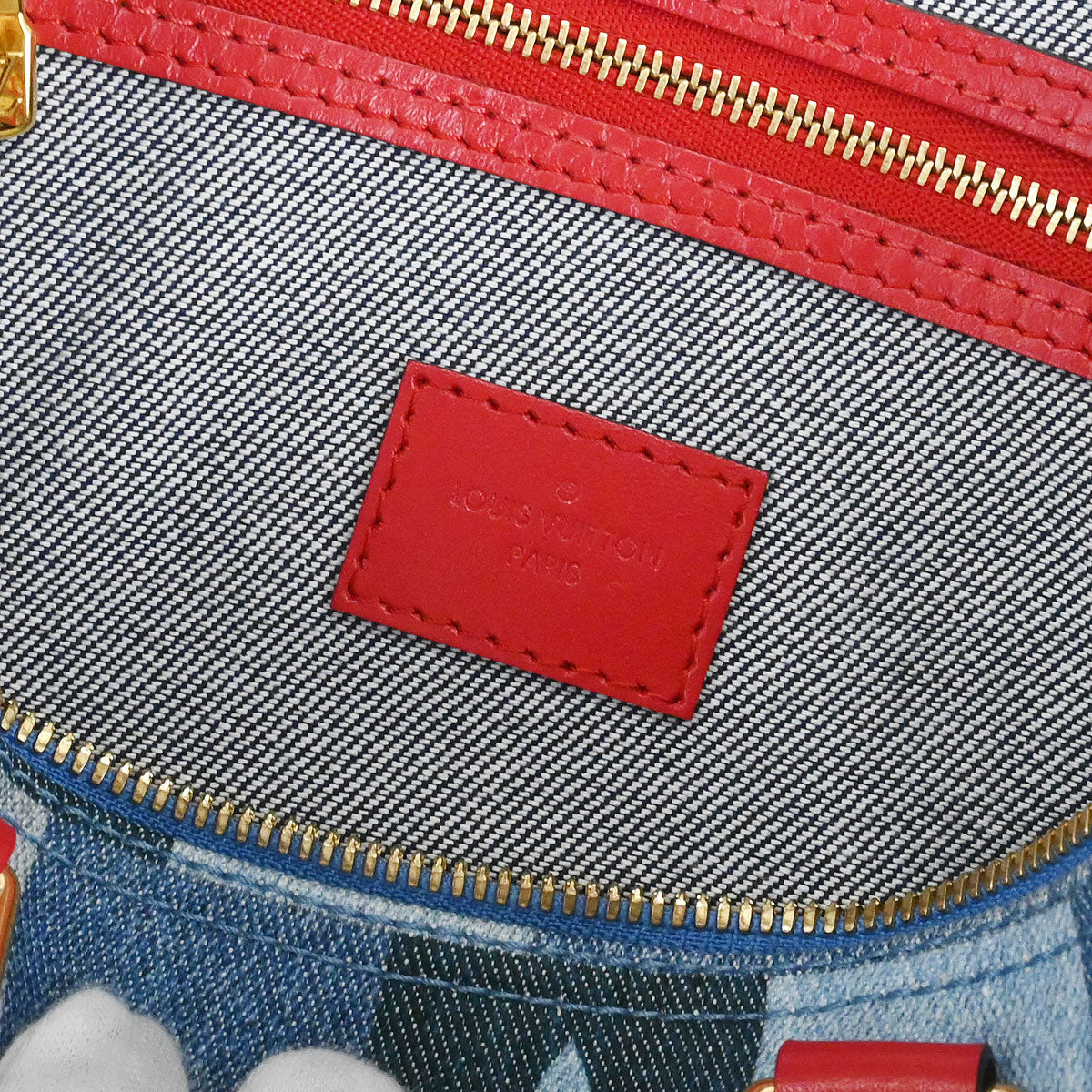 Louis Vuitton 2019 Denim Square Patchwork Speedy Bandouliere 30 2way Shoulder Handbag M45041 - Image 9