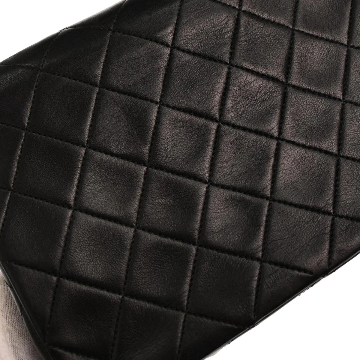 Chanel 1989-1991 Black Lambskin Classic Square Flap Shoulder Bag 20 - Image 5