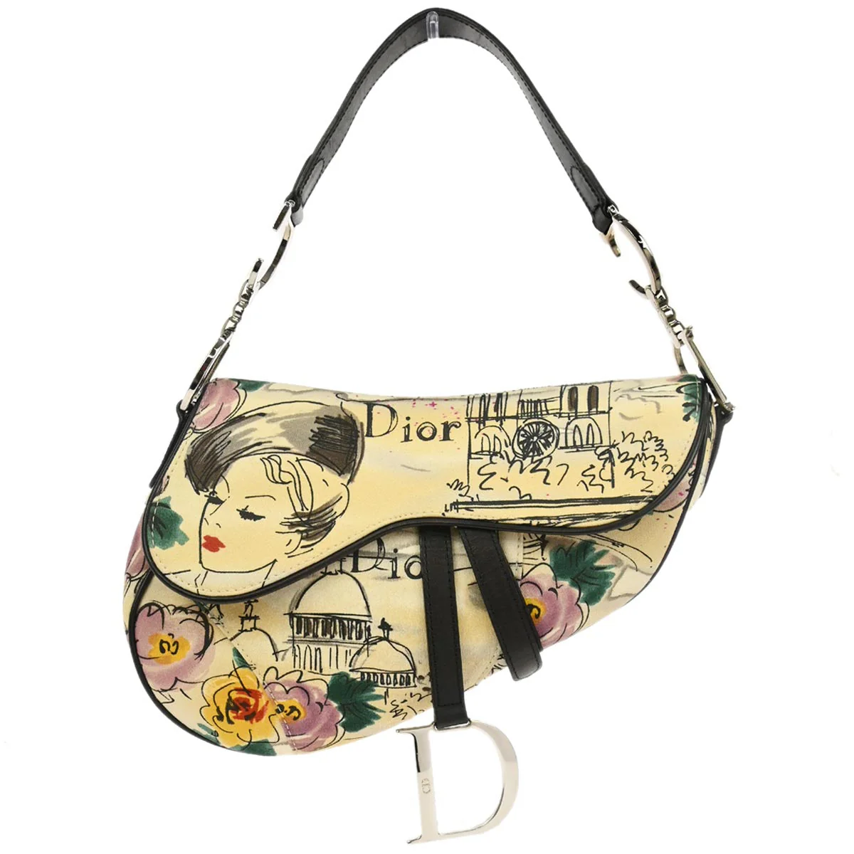 Christian Dior Beige Canvas John Galliano Saddle Handbag
