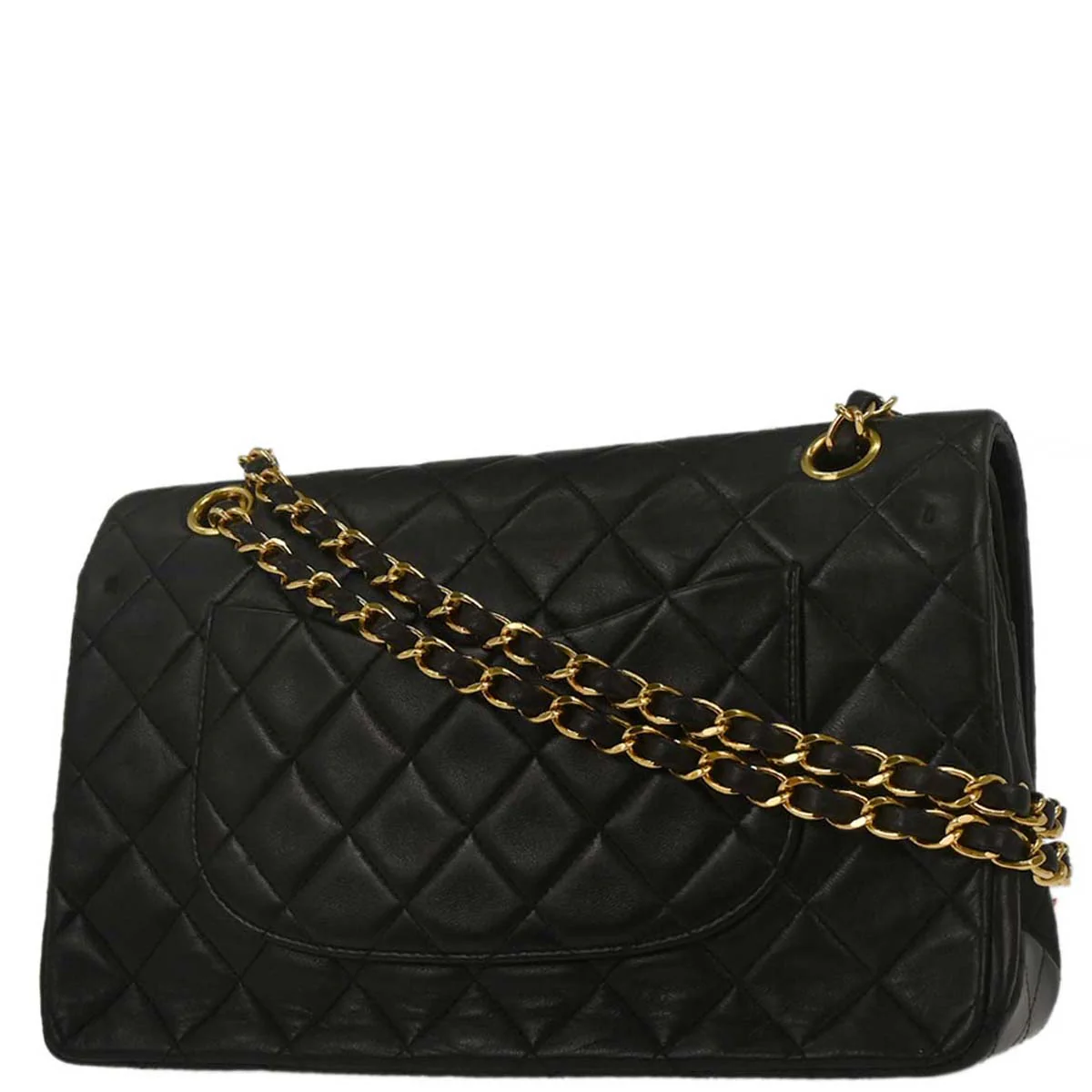 Chanel 1991-1994 Black Lambskin Medium Classic Double Flap Shoulder Bag - Image 2