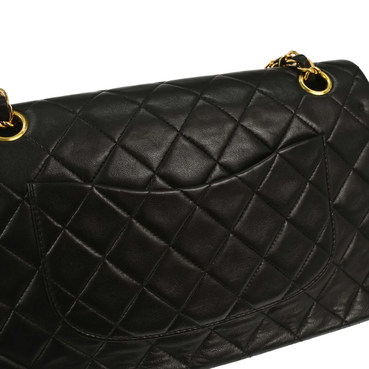 Chanel 1991-1994 Black Lambskin Medium Classic Double Flap Shoulder Bag - Image 4