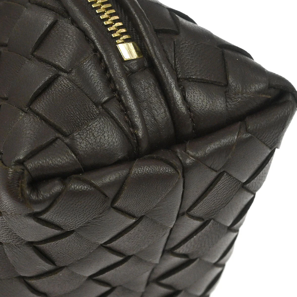 Bottega Veneta Brown Lambskin Intrecciato Pouch - Image 4