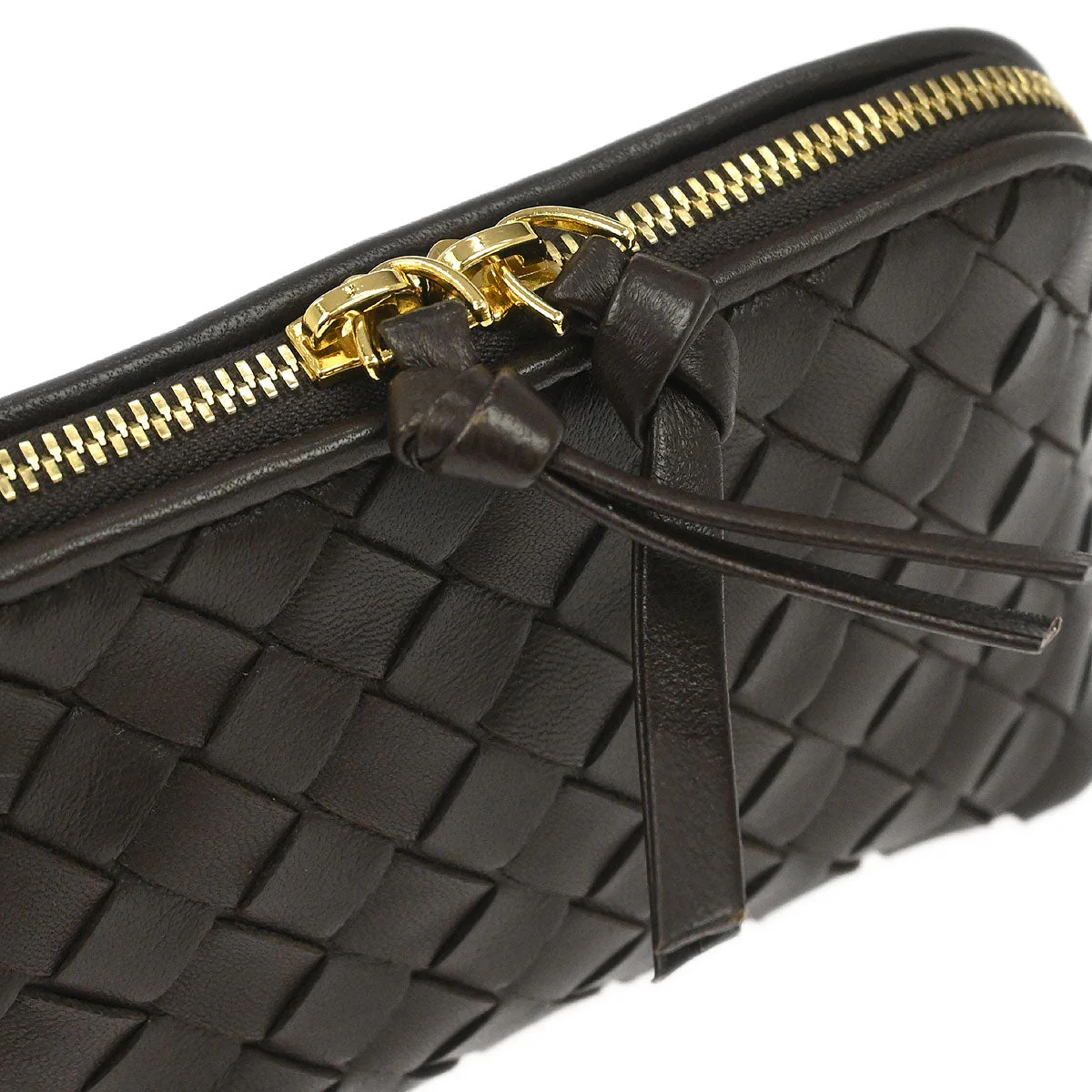 Bottega Veneta Brown Lambskin Intrecciato Pouch - Image 5