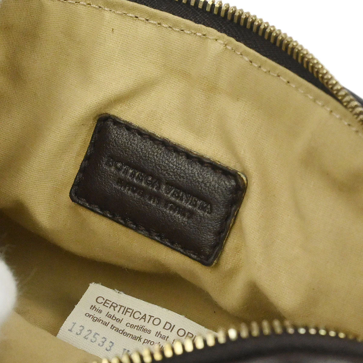 Bottega Veneta Brown Lambskin Intrecciato Pouch - Image 6