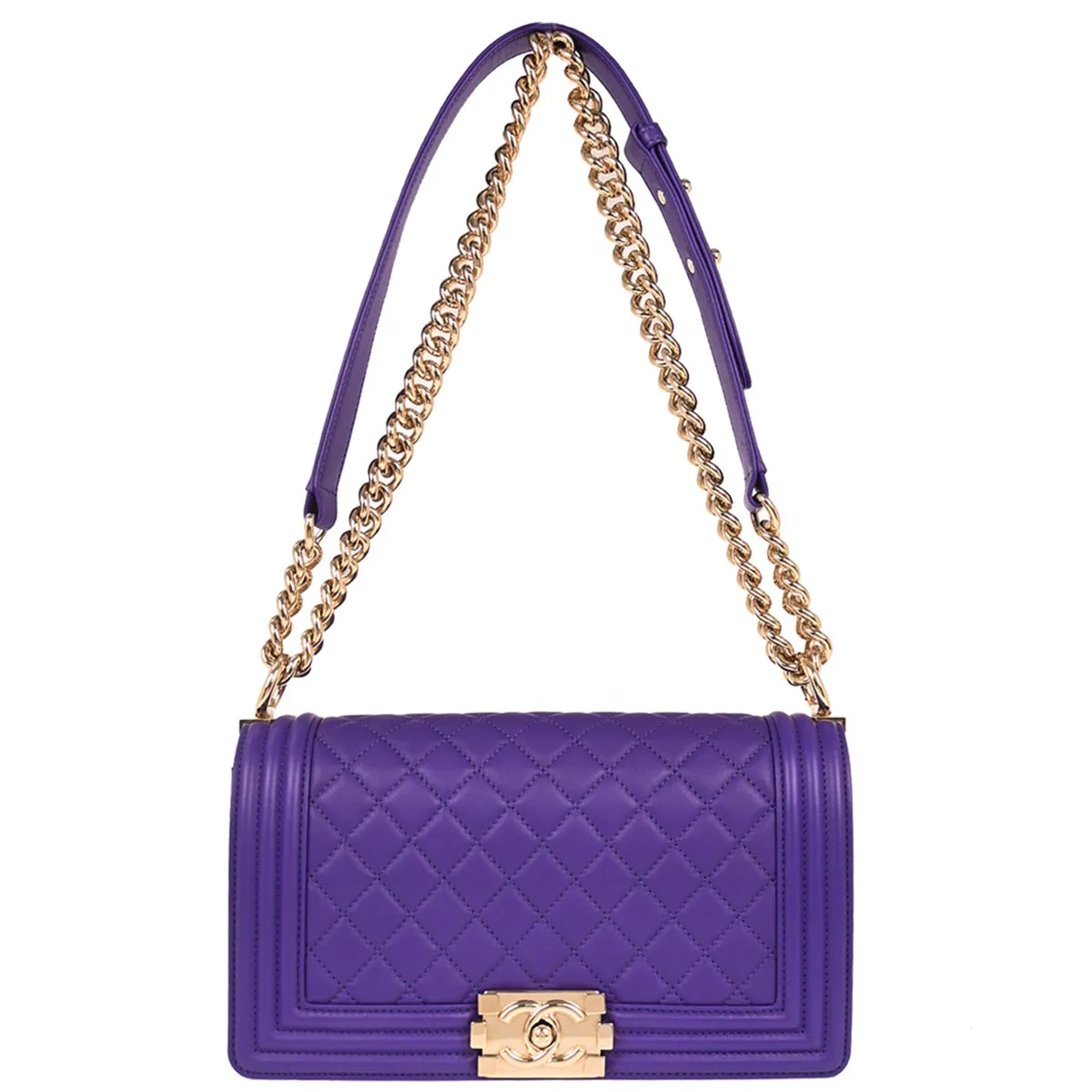 Boy Chanel 2019 Purple Lambskin Medium Shoulder Bag