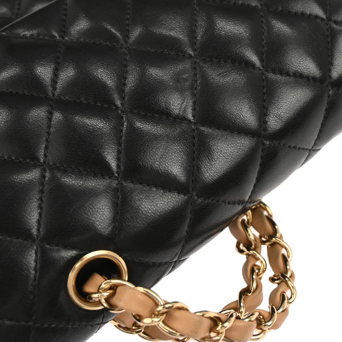 Chanel 2003-2004 Black Lambskin Medium Classic Double Flap Shoulder Bag - Image 4