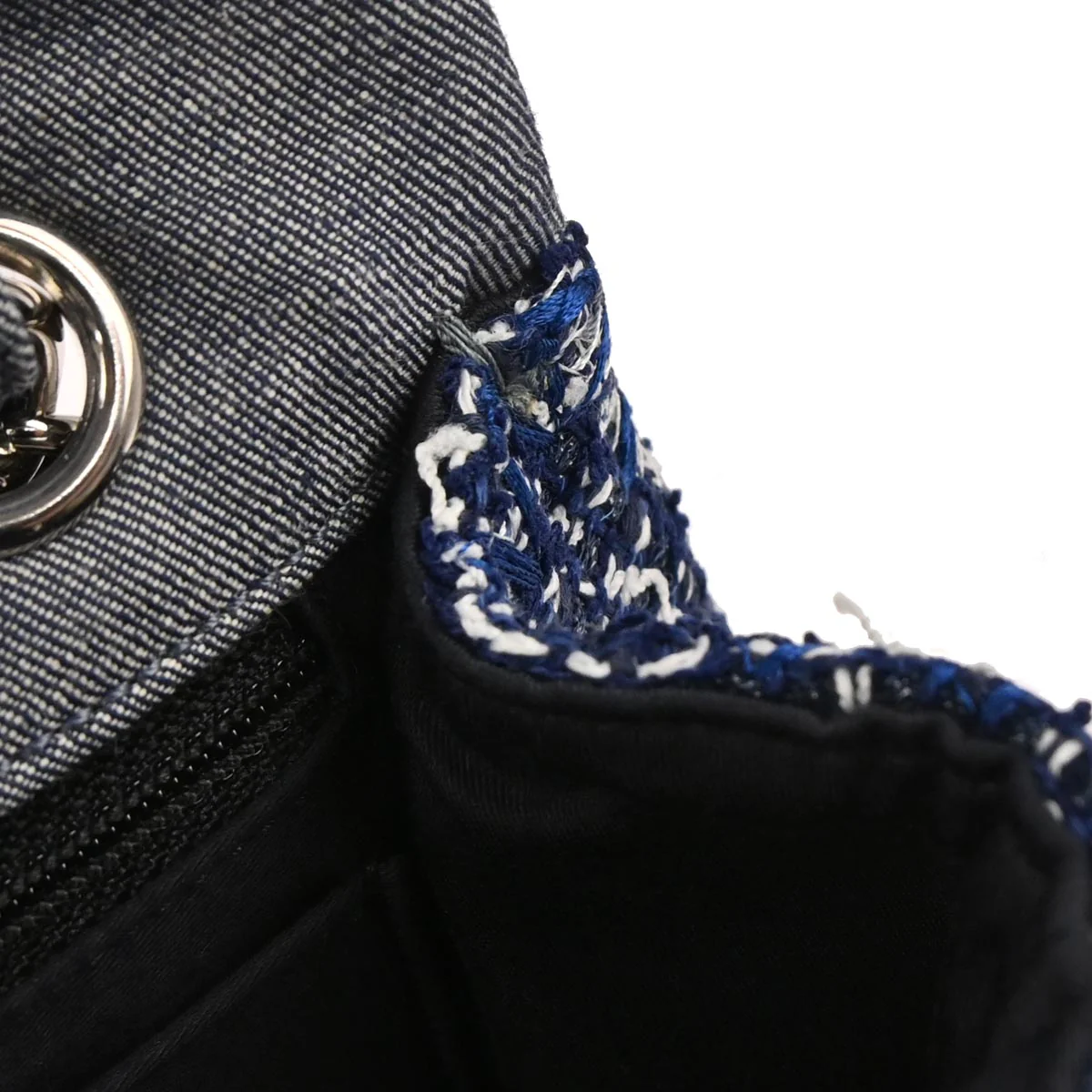 Chanel 2014-2015 Blue Tweed Jumbo Single Flap Patchwork Shoulder Bag - Image 7