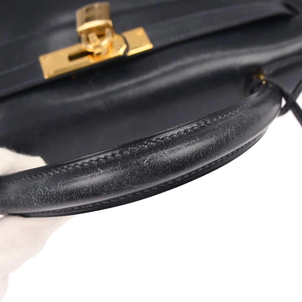 Hermes Navy Box Calf Kelly 32 Retourne 2way Shoulder Handbag - Image 7