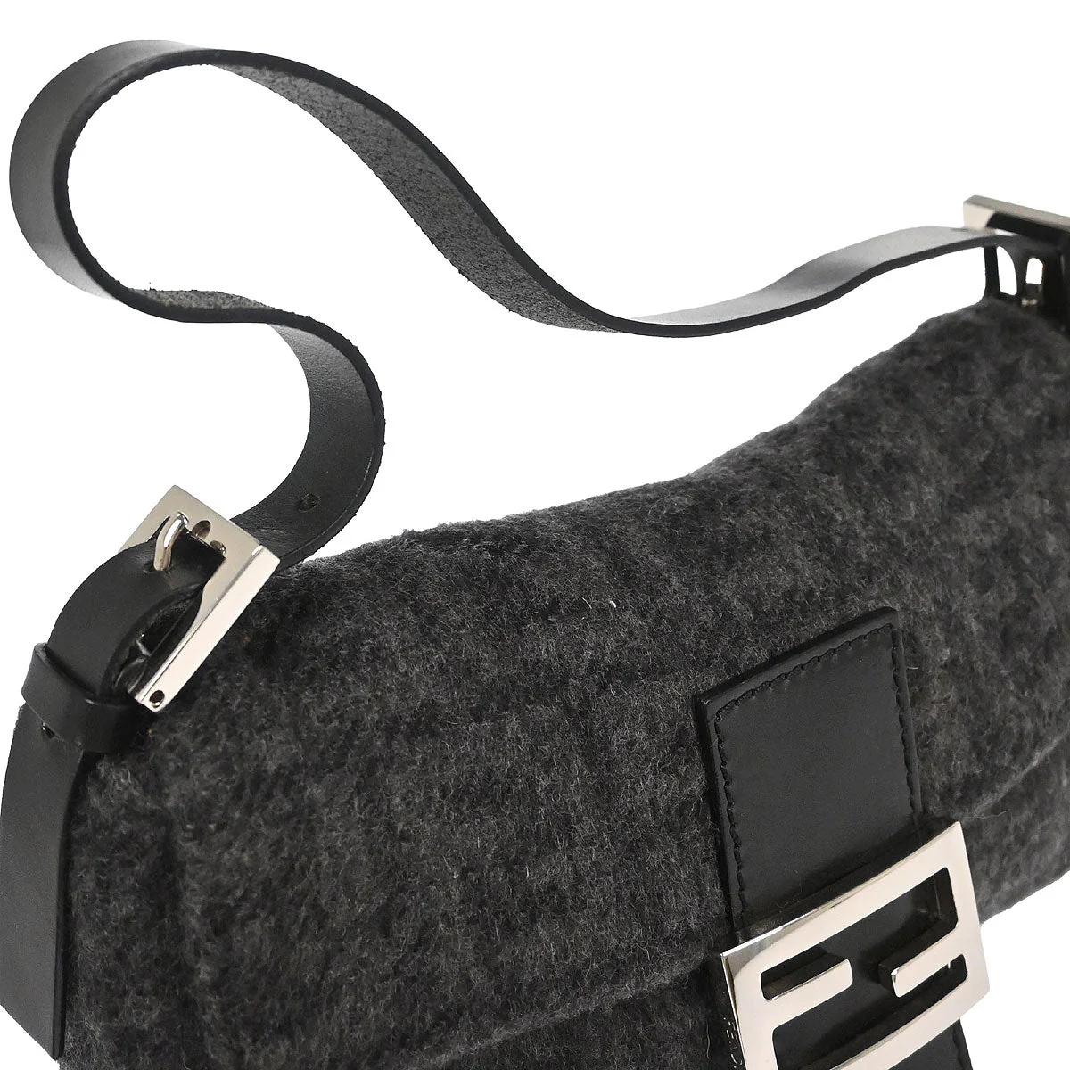 Fendi Gray Wool Zucca Baguette Handbag - Image 3