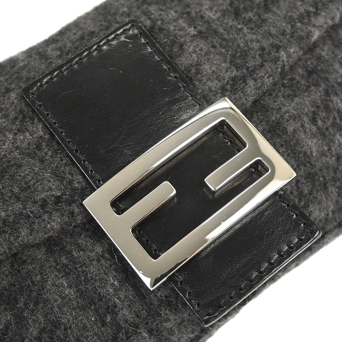 Fendi Gray Wool Zucca Baguette Handbag - Image 6