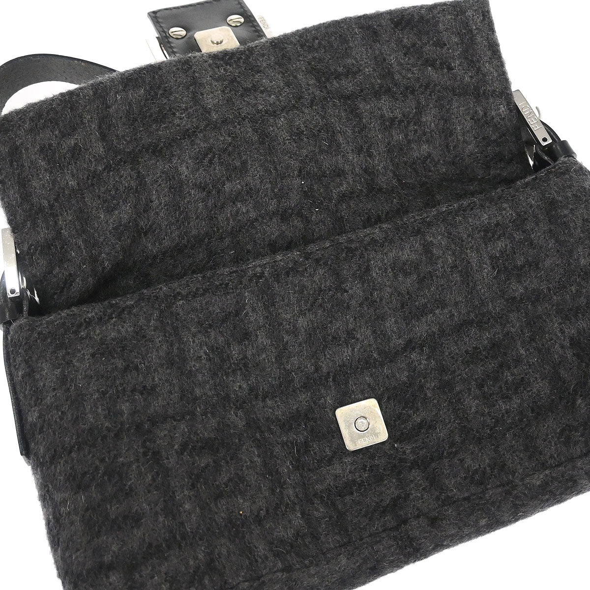 Fendi Gray Wool Zucca Baguette Handbag - Image 8