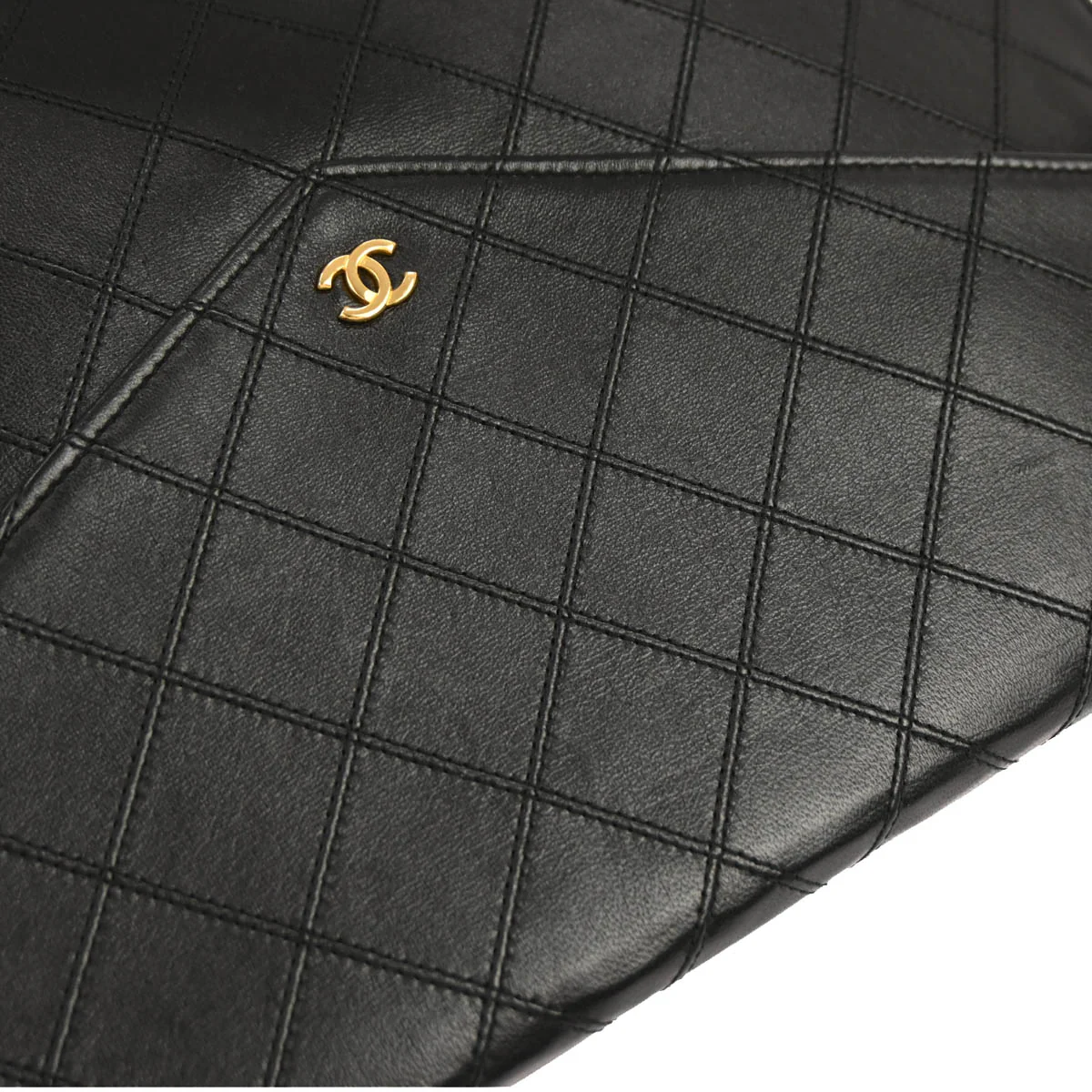 Chanel 1986-1988 Black Lambskin Bicolore Clutch Bag - Image 6