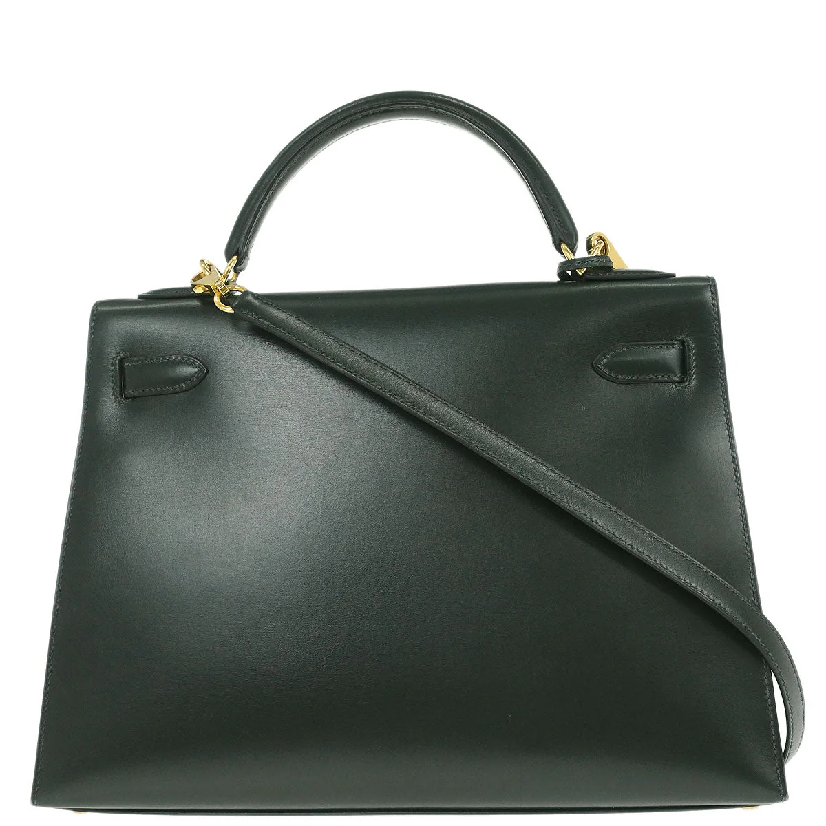 Hermes Vert Fonce Box Calf Kelly 32 Sellier 2way Shoulder Handbag - Image 2