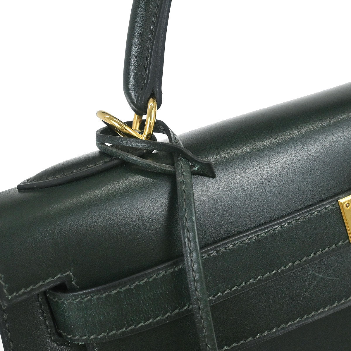 Hermes Vert Fonce Box Calf Kelly 32 Sellier 2way Shoulder Handbag - Image 6