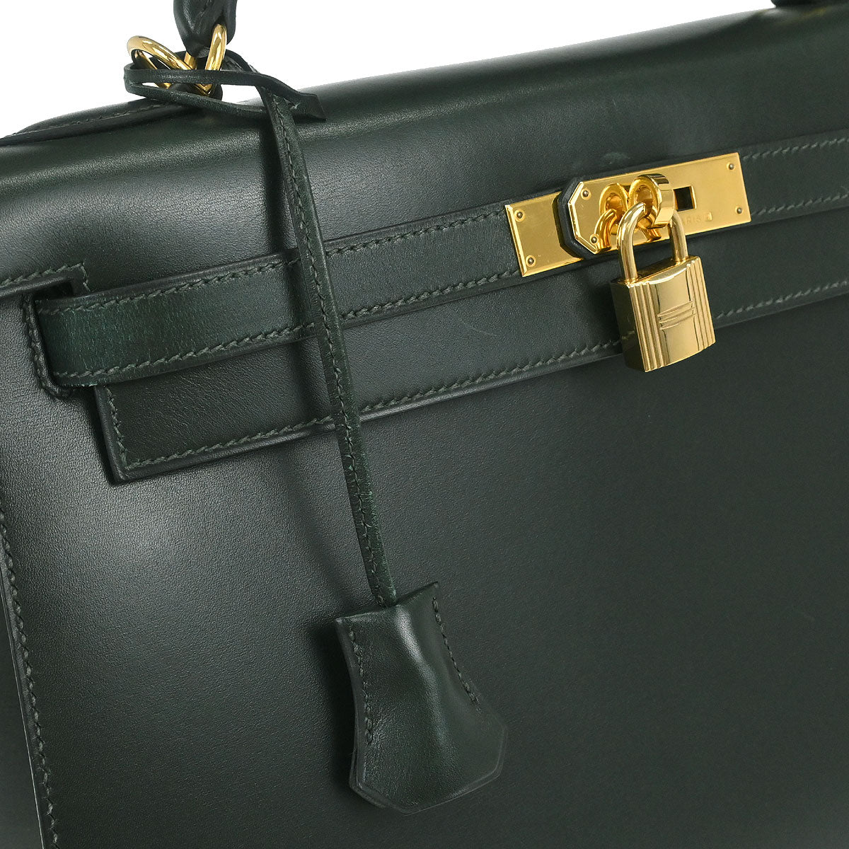 Hermes Vert Fonce Box Calf Kelly 32 Sellier 2way Shoulder Handbag - Image 7