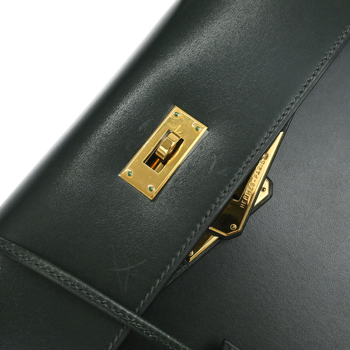 Hermes Vert Fonce Box Calf Kelly 32 Sellier 2way Shoulder Handbag - Image 8