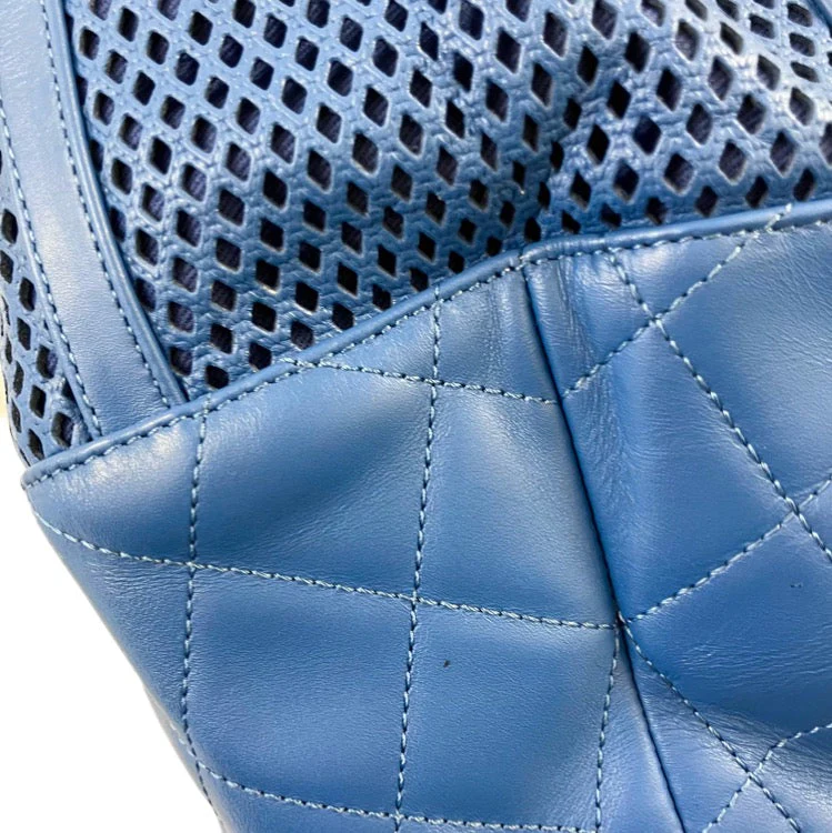 Chanel 2012-2013 Blue Perforated Calfskin Up In The Air Tote Chain Handbag - Image 11
