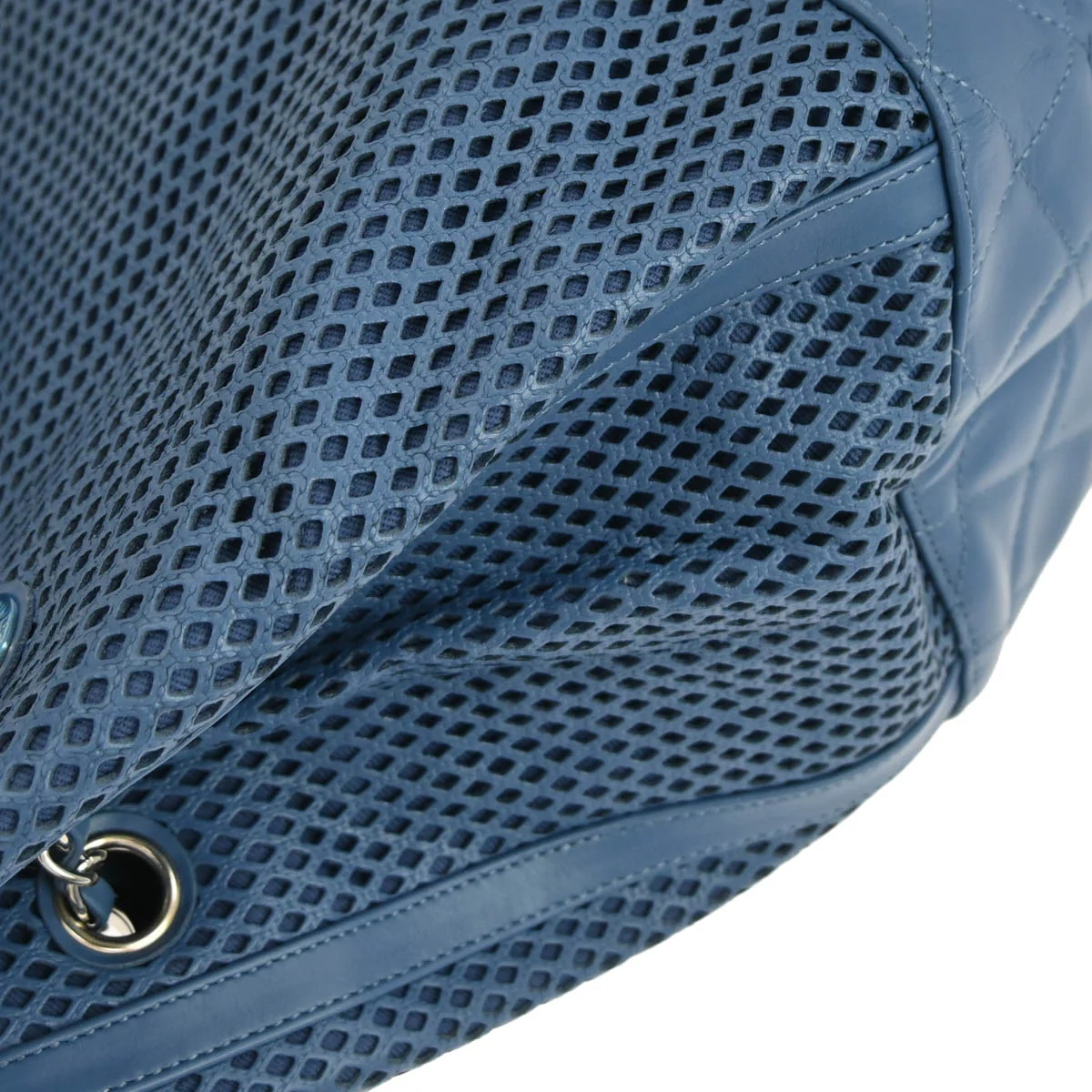 Chanel 2012-2013 Blue Perforated Calfskin Up In The Air Tote Chain Handbag - Image 5