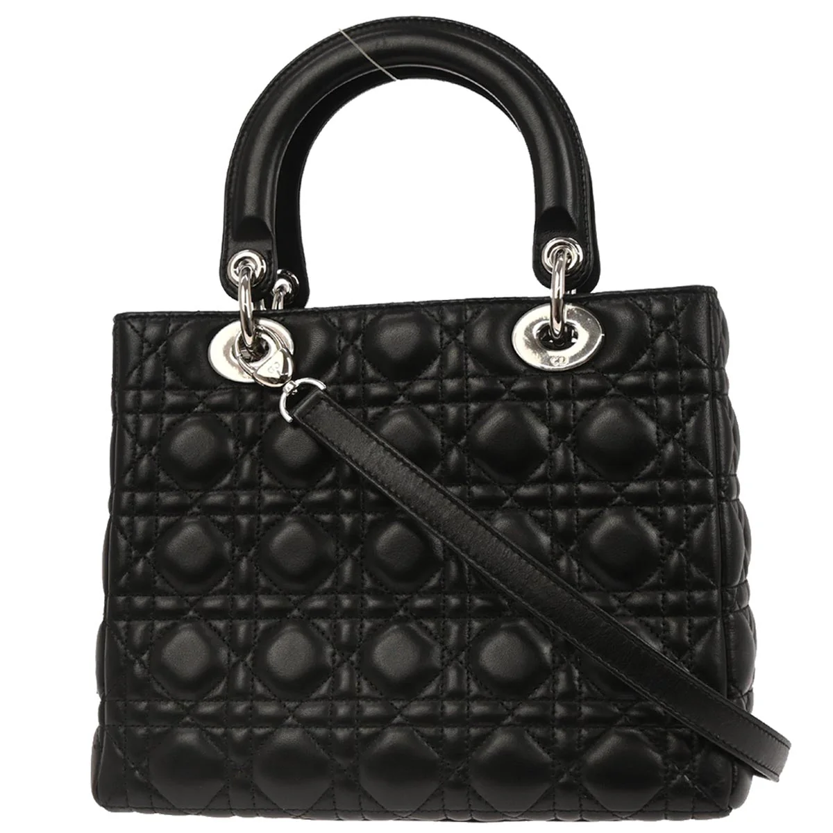 Christian Dior Black Lambskin Lady Dior Cannage 2way Shoulder Handbag - Image 2